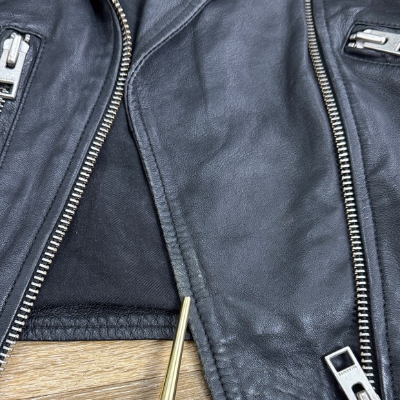 All Saints Balfern Biker Moto Leather Jacket Size 0 - Picture 14 of 16